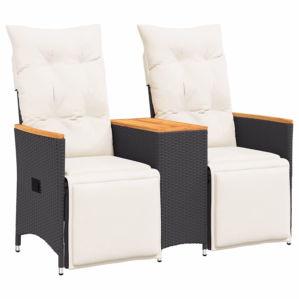 Canapé de jardin inclinable 2 places avec table noir poly rotin vidaXL – Réf. ZCPZZCIJL0358401767