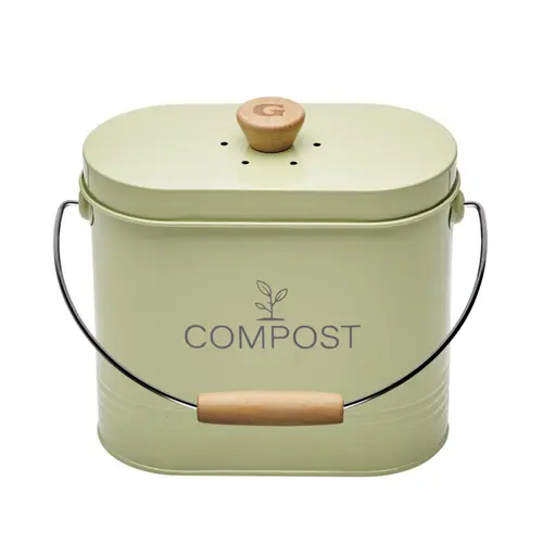 Jardin complet:Seau à compost en métal vert avec filtre Nogent - 3 L