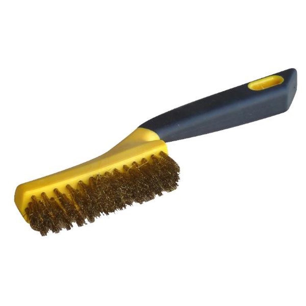 OUTIFRANCE Brosse métallique (4 rangs fils laitonné ondulés)