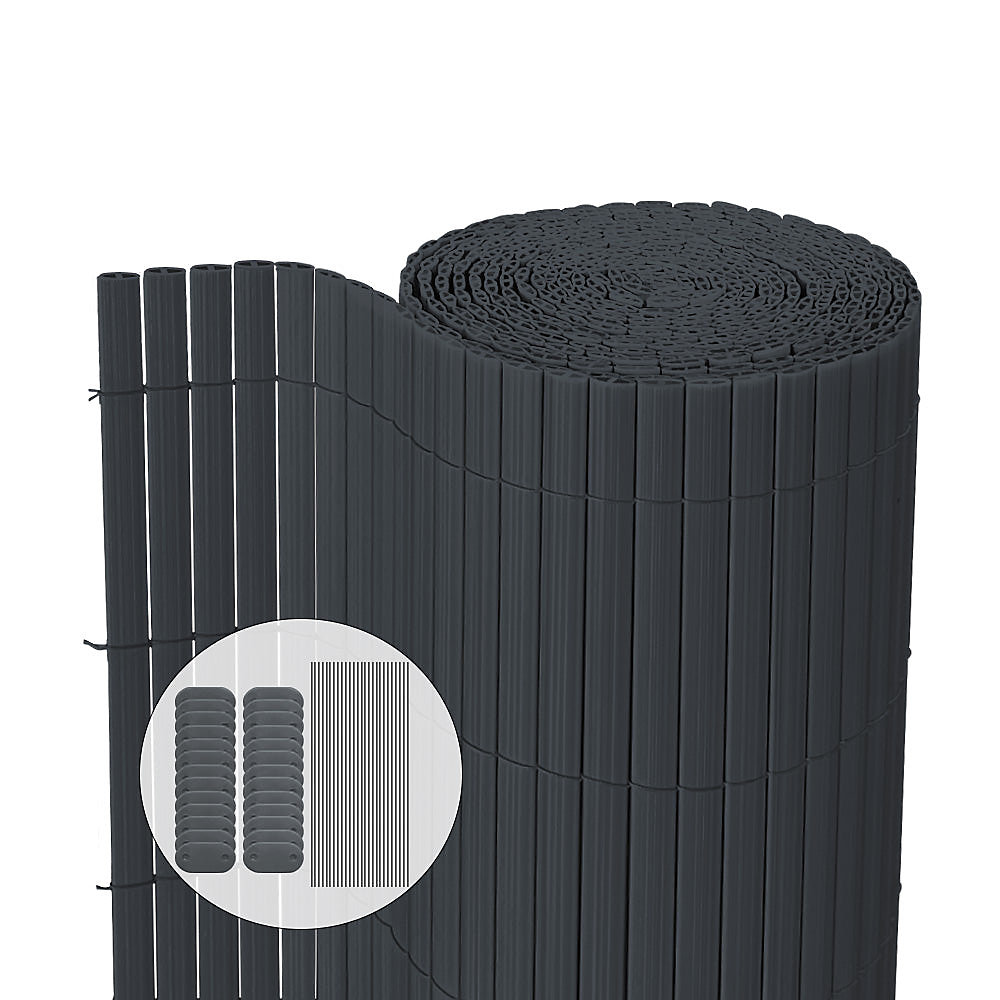 Canisse PVC brise vue ultra renforce avec attaches de fixation 100 × 500cm gris VOUNOT