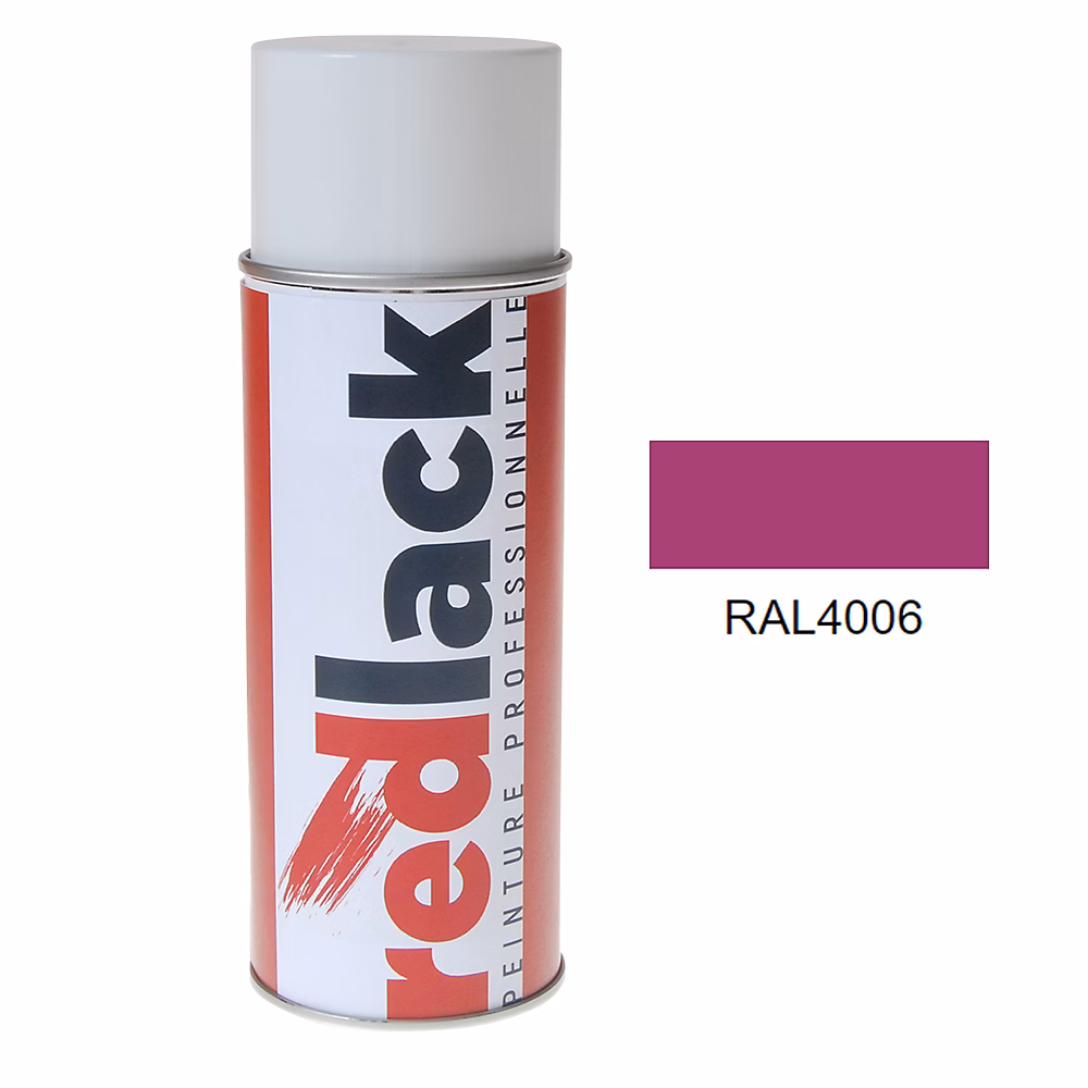 Bombe de peinture Aérosol | spray – 400ml – RAL 4006 Pourpre signalisation – Satiné – multisupport – Redlack – RAL4006