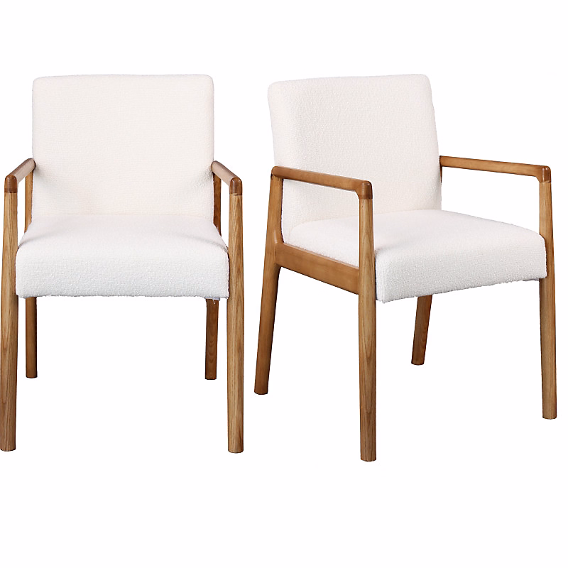 ALBAN-Fauteuil de table en Frêne naturel et tissu Curly Ecru (x2) – Réf. OXRCRYIYT7937291957