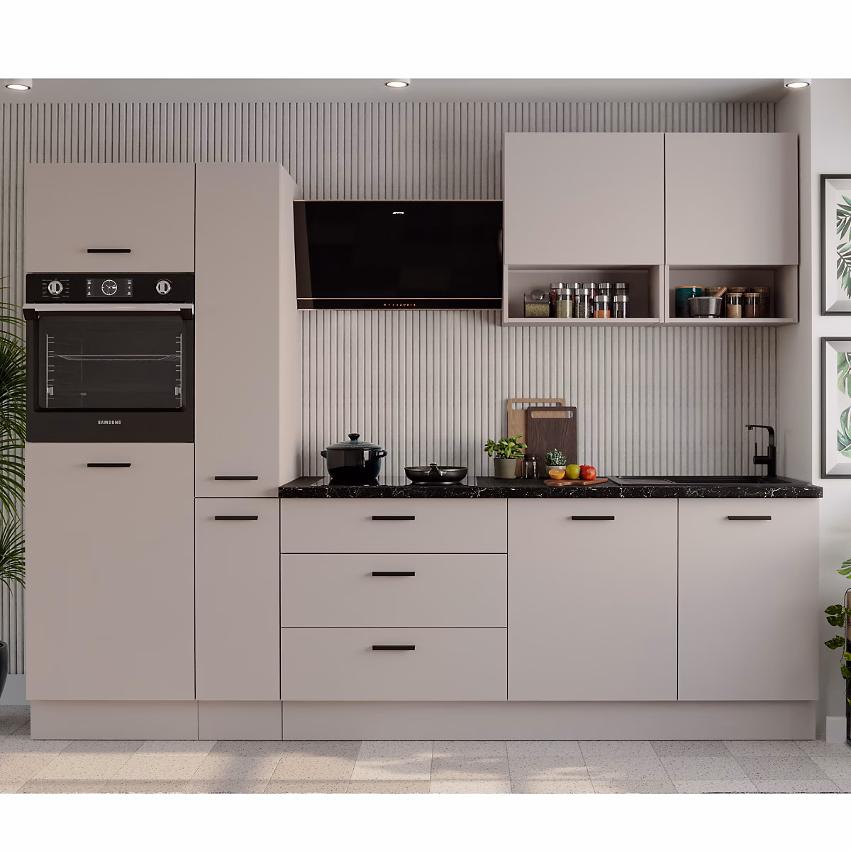Cuisine complète moderne beige 280cm TAMA – Réf. MFPLRLLLM4751578016