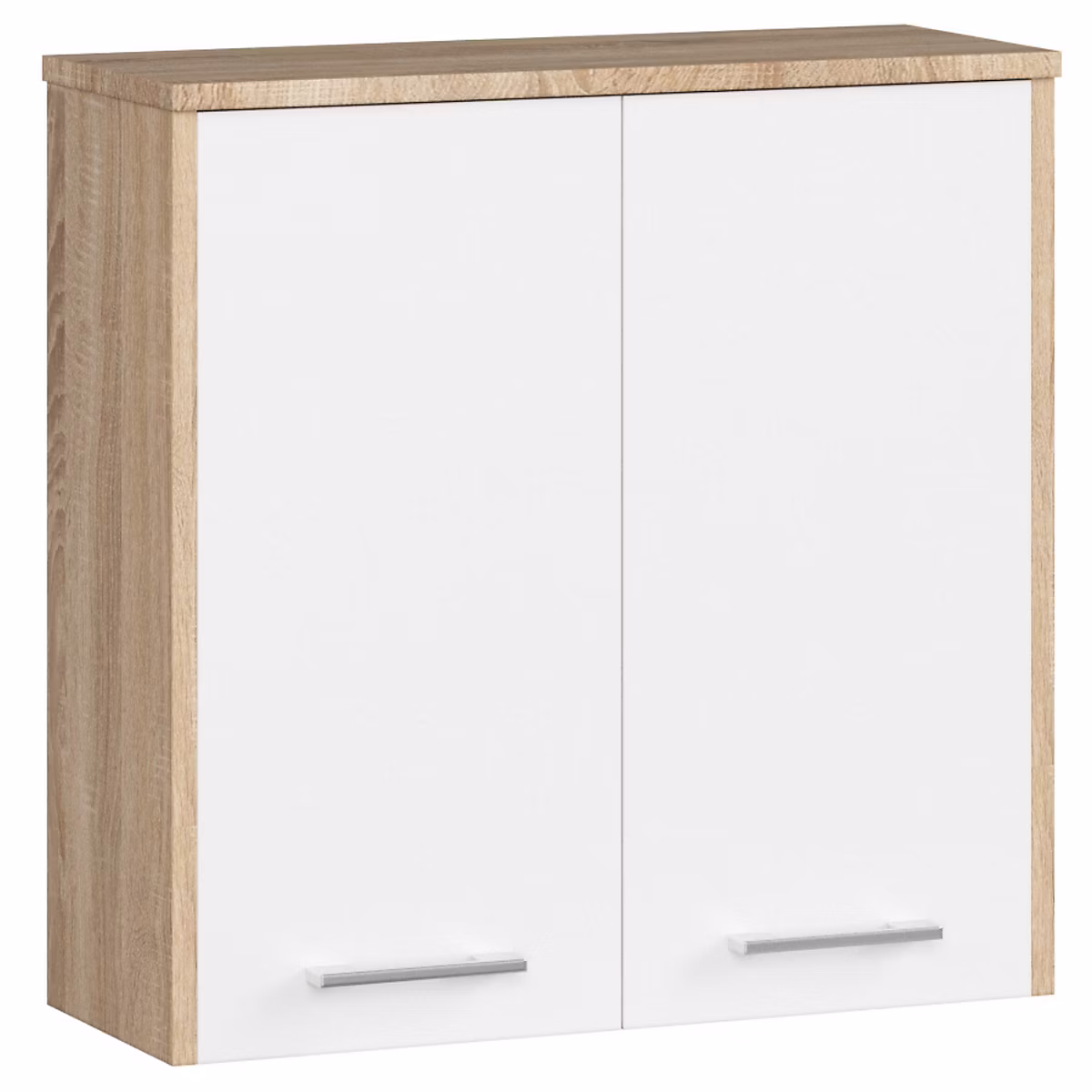 Armoire salle de bains AKORD FIN Meuble Haut Suspendue Chêne Sonoma 60 cm 2 portes façade Blanche 2 étagères 60 × 22 – 5 × 60 cm