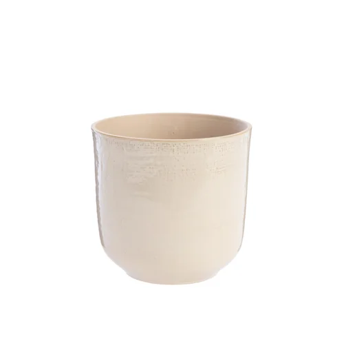 Idée jardin:Cache-pot en céramique coloris jute crème Sandstone – 20 x 19,5 cm