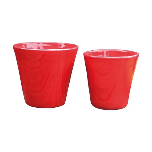 Extérieur solution:Pot coloris rouge en terre émaillée Odyssée - Ø 18 cm