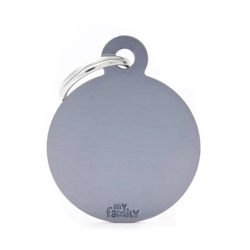 Une idée pratique pour l’extérieur:Médaille basic grand cercle pour chien en aluminium gris