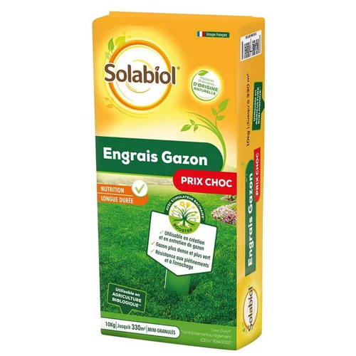 Confort au jardin:Engrais pour gazon Solabiol - le sac de 10 kg