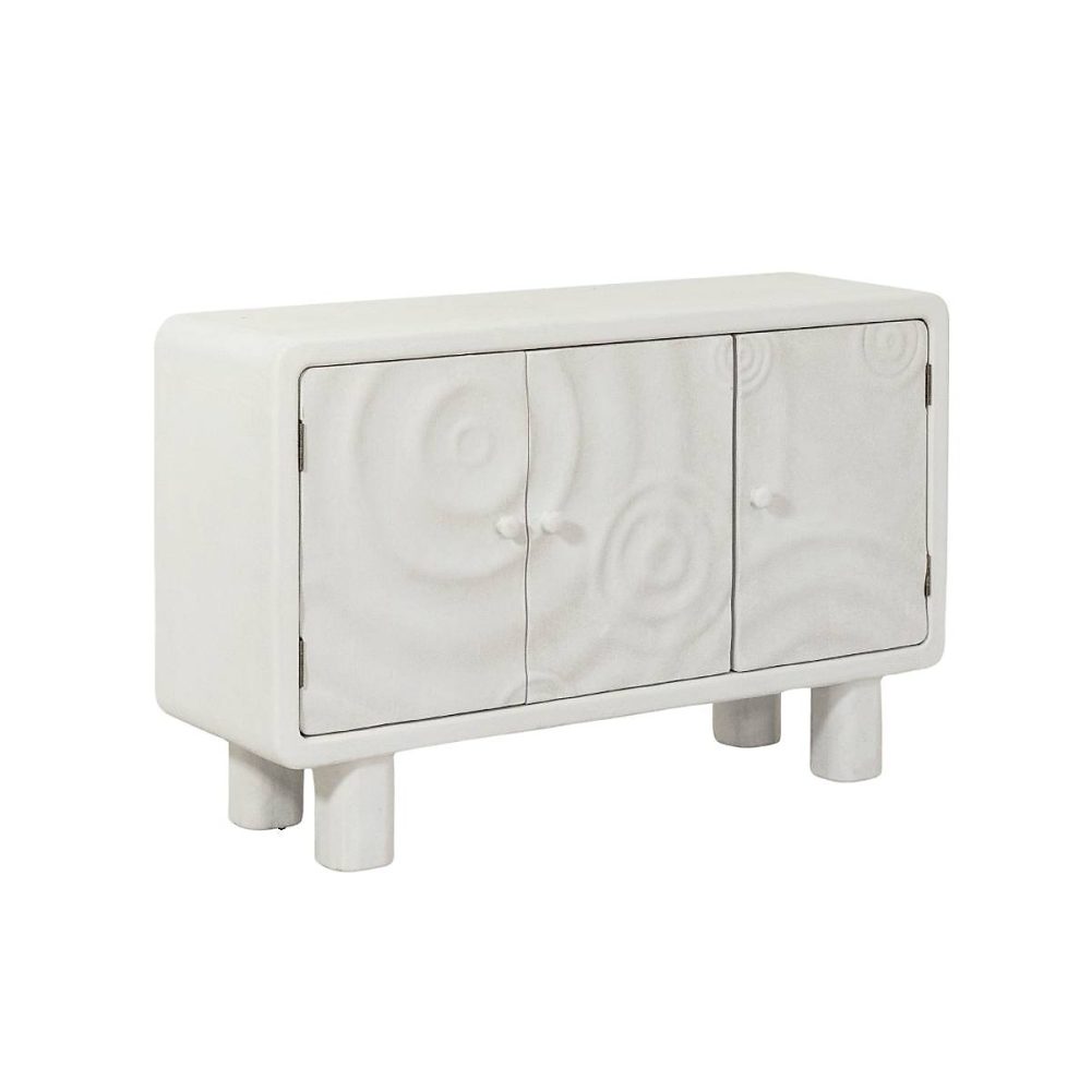 Meuble – Buffet 3 portes en bois effet béton blanc Danaé