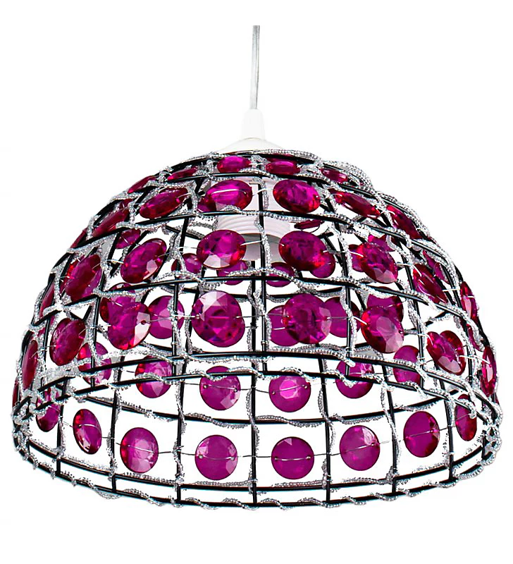 Abat jour Suspension Lustre suspendu Perles rose fuschia Plafonnier moderne – Réf. YATHNOZQN5865012477