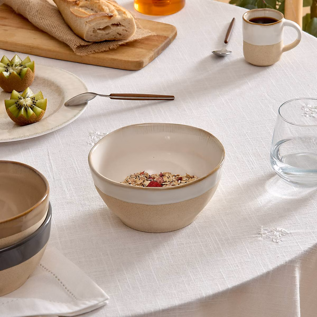 Bol Kate blanc et beige 72cl – Atmosphera Créateur d'intérieur
