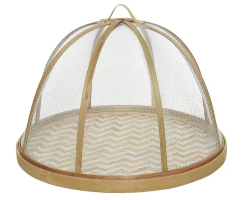 Pour tous vos projets jardin:Cloche pour aliments en bambou naturel taille L - Ø 32 x H 32 cm
