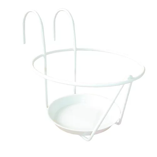 Tout pour le jardin：Porte pot avec soucoupe en métal blanc Ø 25 cm