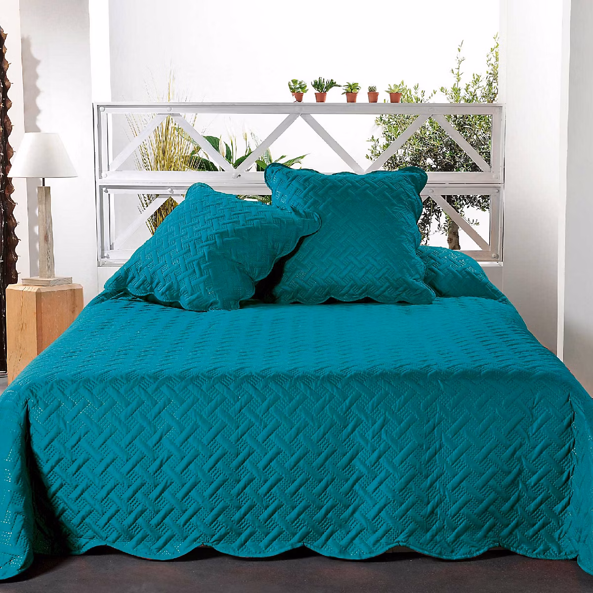 Couverture molletonné surpiquage graphique (180 × 240 cm – Turquoise)