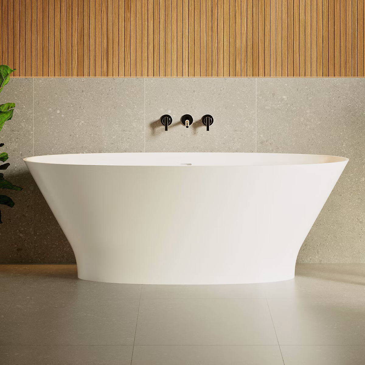 Baignoire îlot 168 × 81 × 61 cm Blanc Mat en minéral composite – Mod. BRUS LAVABERG