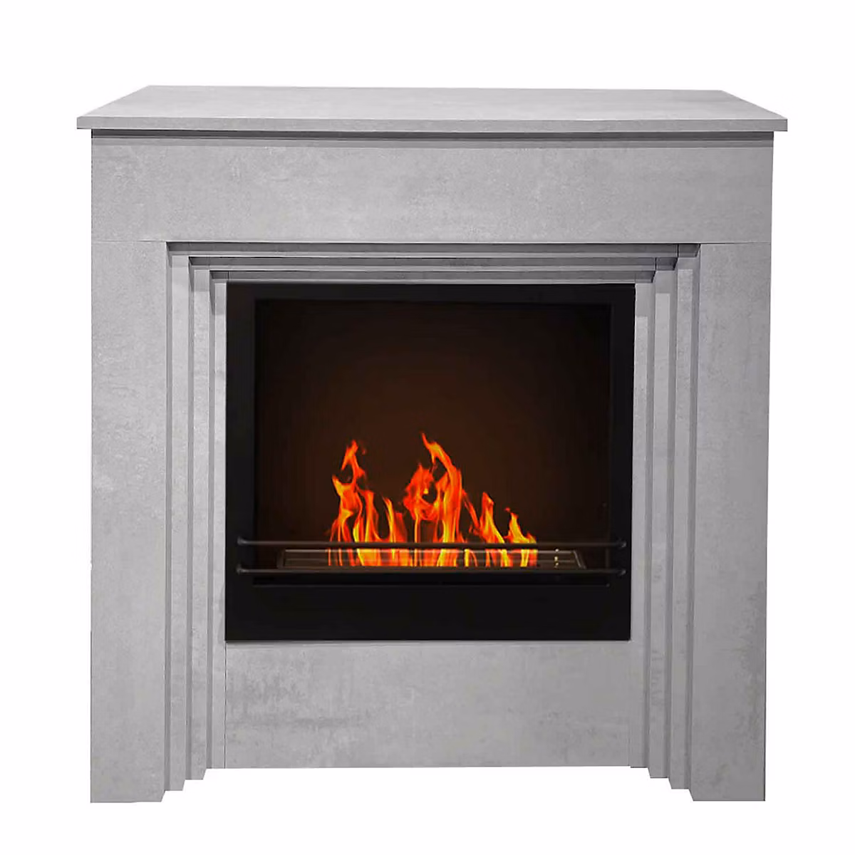 Cheminée au bioéthanol Bellini sol Effetto Cemento 96 × 35 × 96 cm effet béton 3D Frankystar