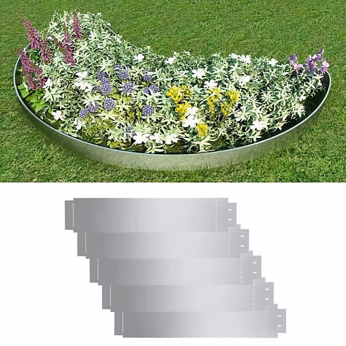 Bordure de pelouse – VIDAXL, 100 × 20 cm, Acier galvanisé, Gris