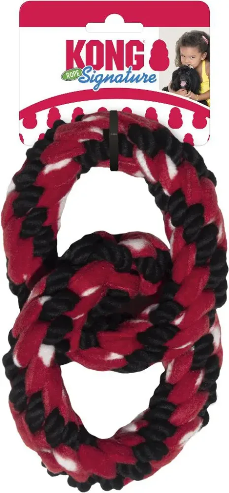 Extérieur utile:Jouet pour chien Signature Rope Double Ring Tug coloris multicolore Kong