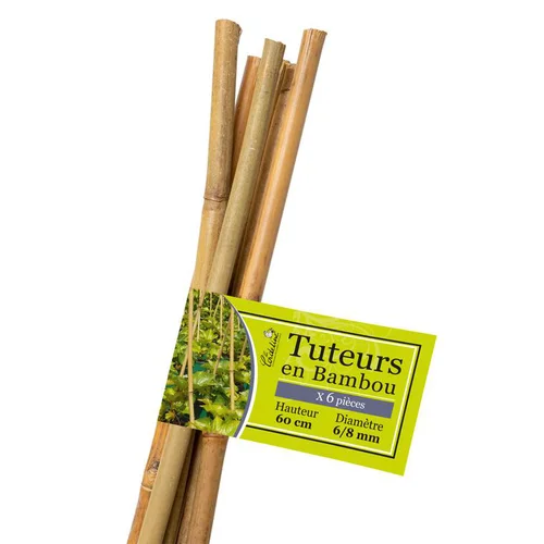 Pour équiper le jardin:Lot de 6 tuteurs coloris bois en bambou - 60 cm