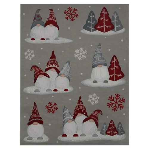 Univers jardin:Autocollant Gnomes Noël sapins blanc - 29,5 x 40 cm