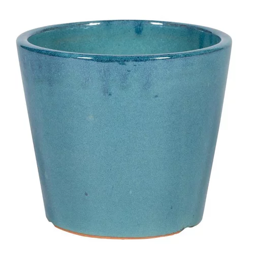 Conçu pour vos extérieurs:Pot rond Shanghai bleu en grès émaillé - Ø 42 x 37 cm