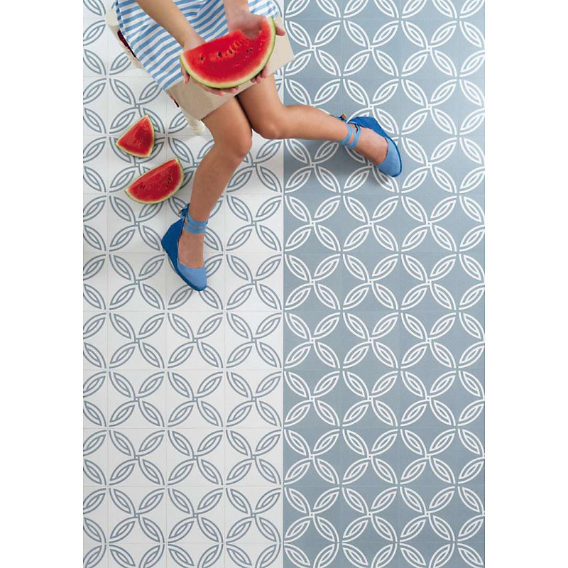 Carrelage sol / mur effet ciment motif rosace 20 × 20 cm ALAMEDA ANDRASSY BLANCO
