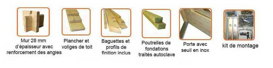 Achat/vente de garage en bois - madriers 28 mm d'épaisseur