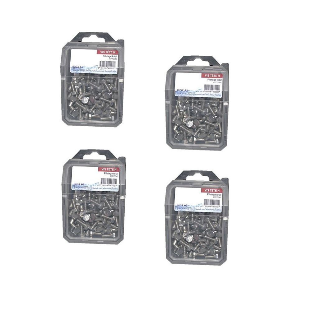 4 Coques de 50 Vis Tête Hexagonale F/Total 8 × 30 mm – DIN 933 | Inox A2 | D | Work