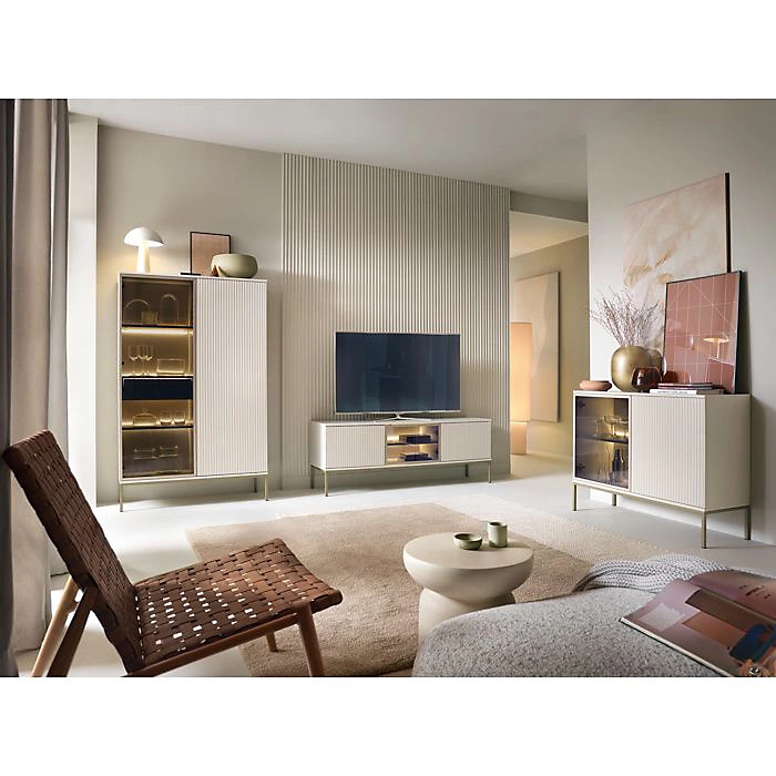 Ensemble Komodee Laval 2 avant fraisage en panneau MDF 18 mm Champaign cachemire 39 × 360 × 126 cm