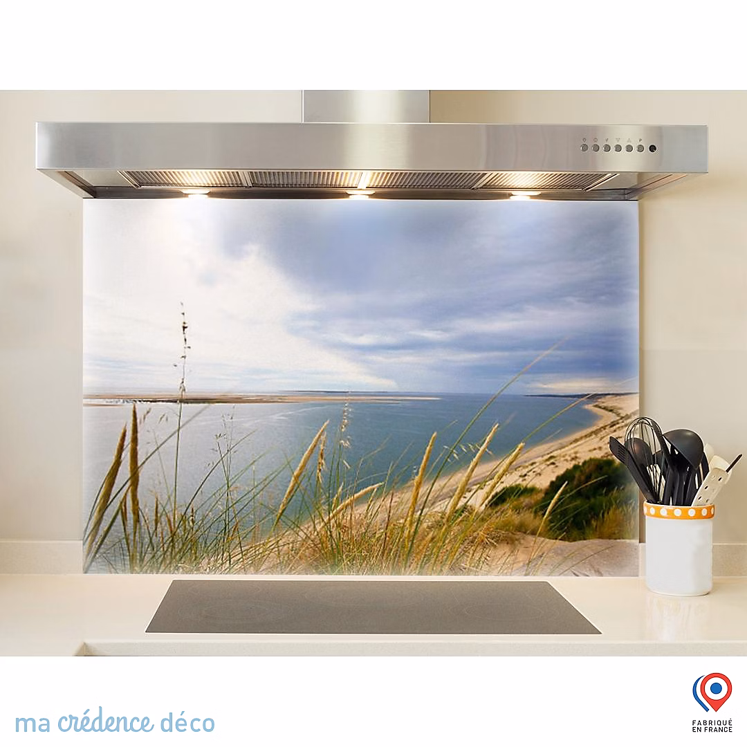Crédence cuisine fond de hotte Dunes du pilat | Verre trempé – L 90 cm x H 70 cm – MaCrédenceDéco