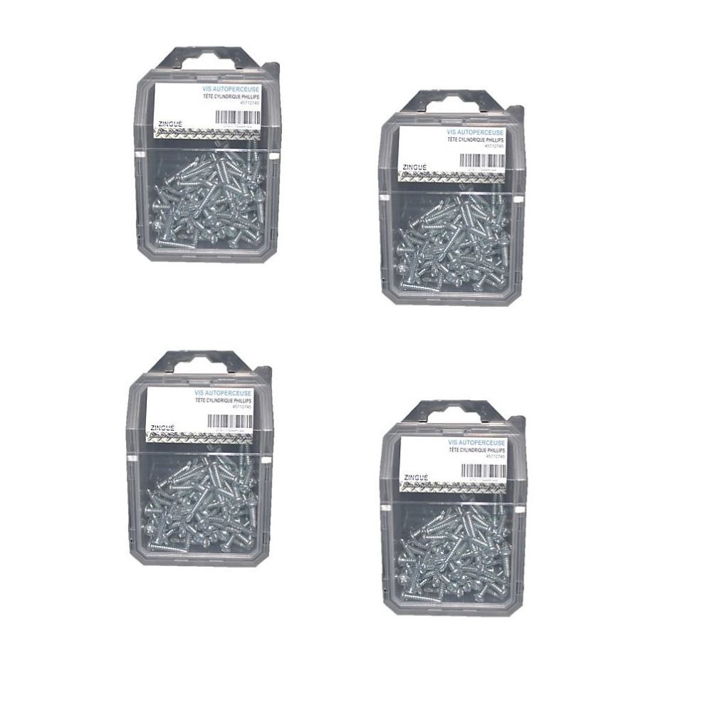 4 Coques de 100 Vis Autoperceuses Tête Cylindrique 4.2 × 15.9 mm – DIN 7504 M, Zingué blanc, D-Work