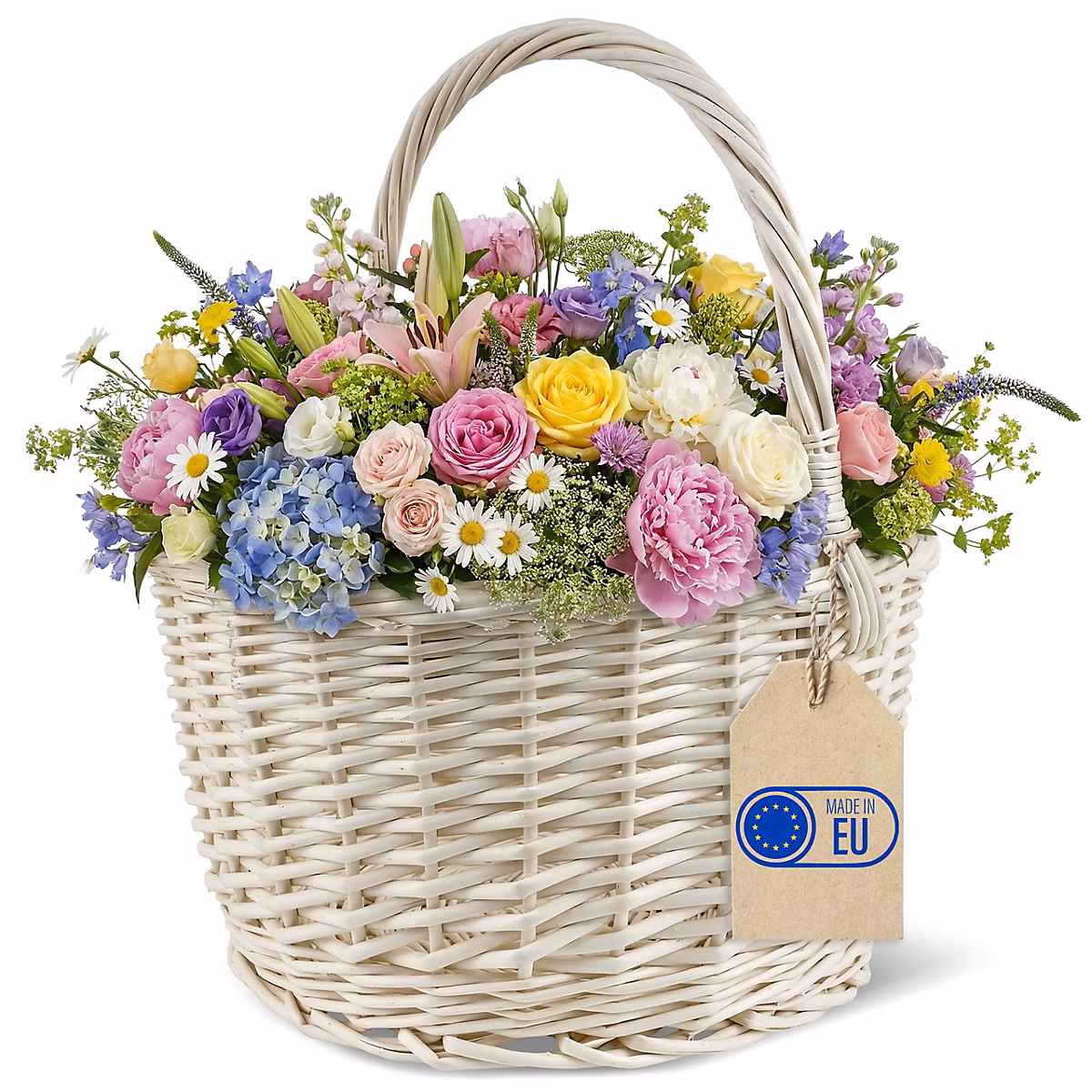 Creative Home Panier Osier Blanc Avec Poignées 35 × 35 × 39 cm – Grand Léger | Panier Fruits Cadeau | Naturel