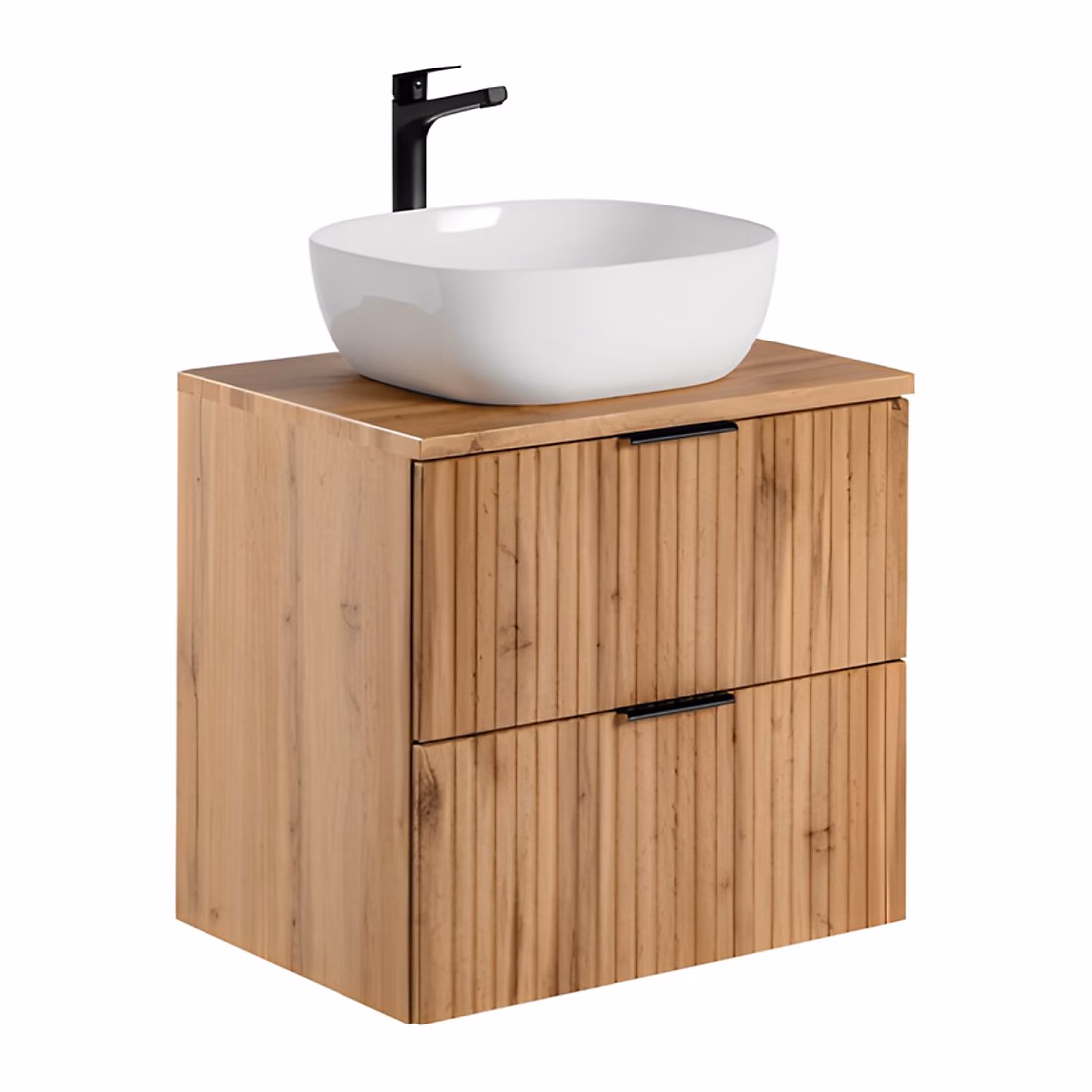 Ensemble de salle de bain NOXERA 60 cm Chene wotan Meuble sous vasque avec plan pour vasque et vasque – Réf. PBSHEPYAH5583166308