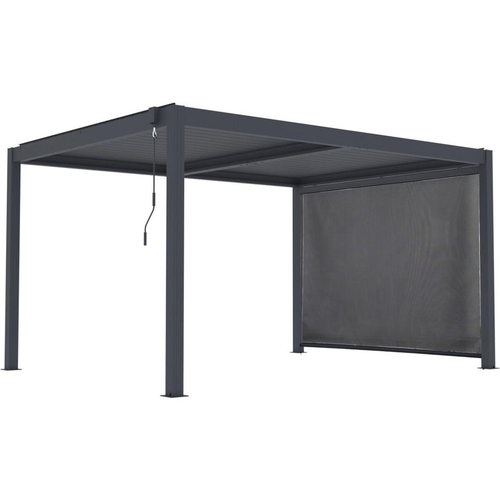 Habitat et Jardin Pergola bioclimatique avec led et store en aluminium windsor premium - 3 x 4 m - gris