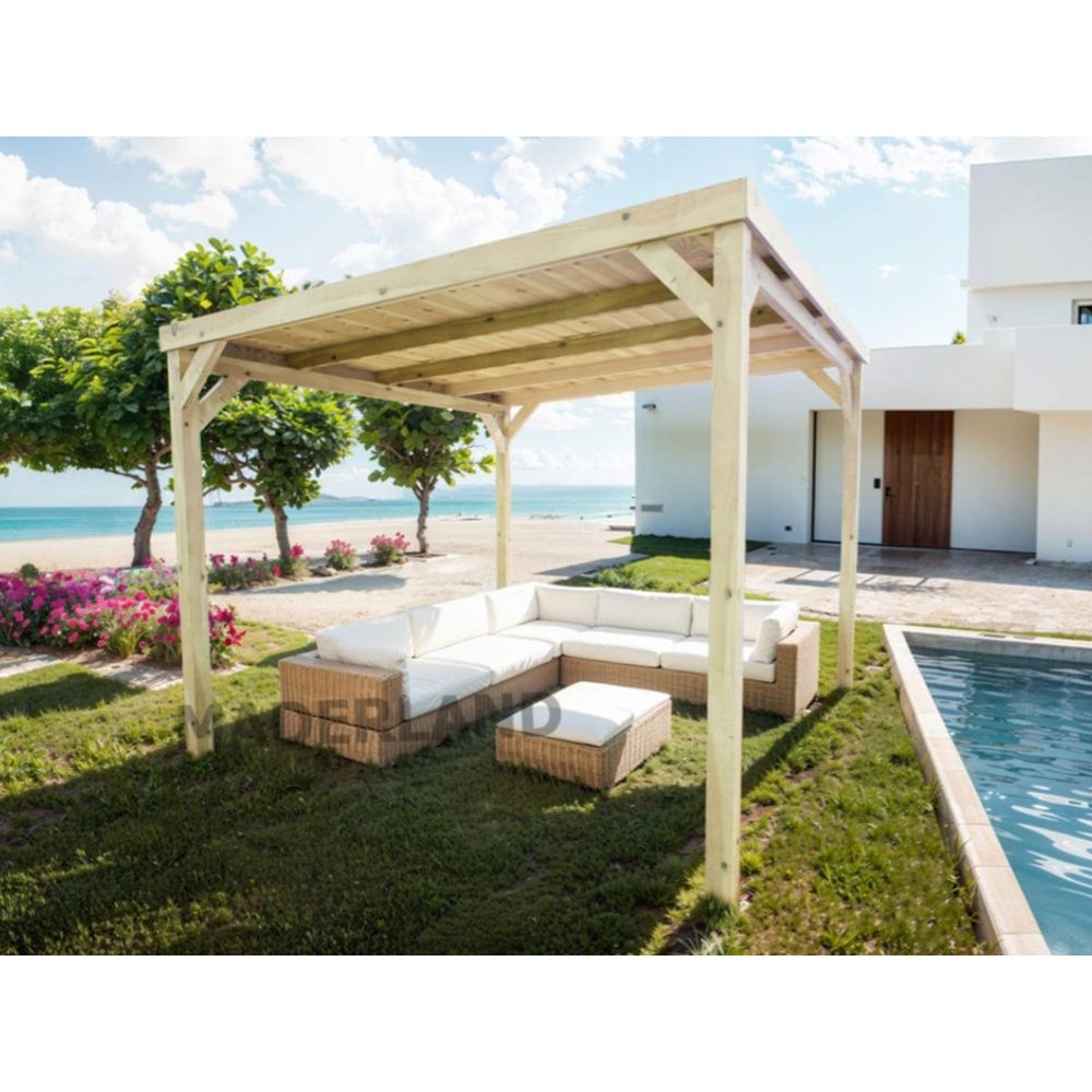 JARDIDECO Pergola en bois dijon avec toit 600 x 300 cm - maderland