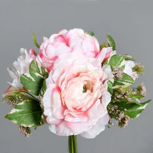 Jardin et maison:Bouquet de pivoines rose clair artificielles - 20 cm
