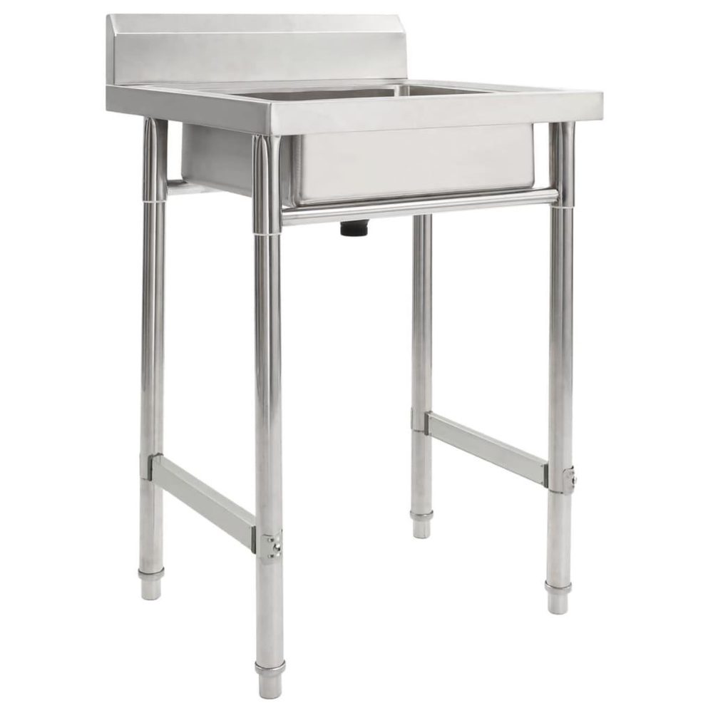 VIDAXL Evier de cuisine seul lavabo acier inoxydable