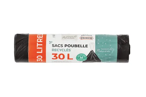 Simple pour le jardin：Sacs poubelle recycles anti-fuite avec liens coulissants coloris noir Maison Pinson - 20 x 30 L