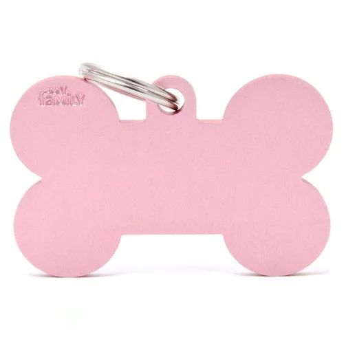 Pour un jardin accueillant:Médaille basic os XL pour chien en aluminium rose
