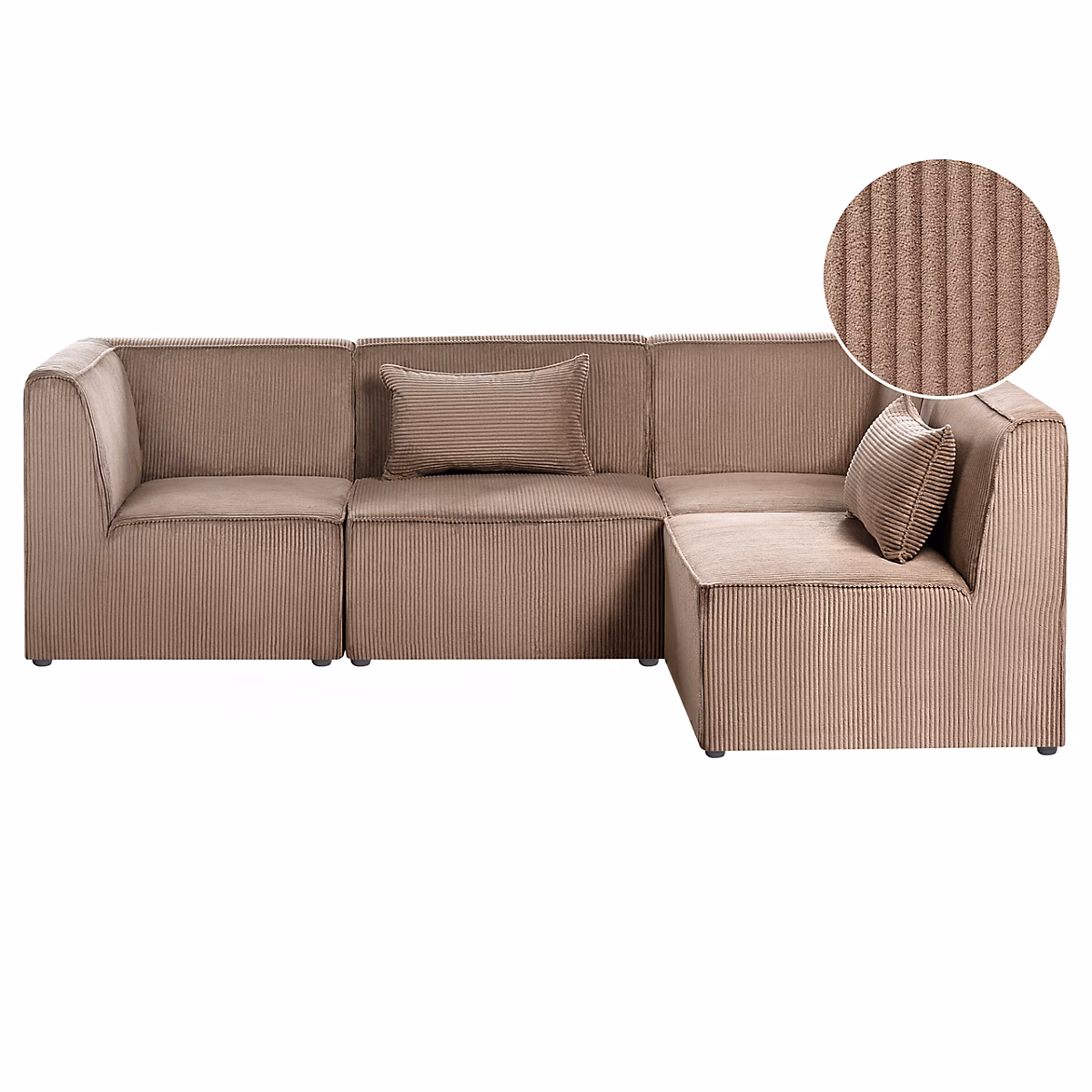 Canapé d'angle modulable 4 places LEMVIG Velours côtelé Beige foncé Côté gauche – Réf. XVERRJZZG4586383875