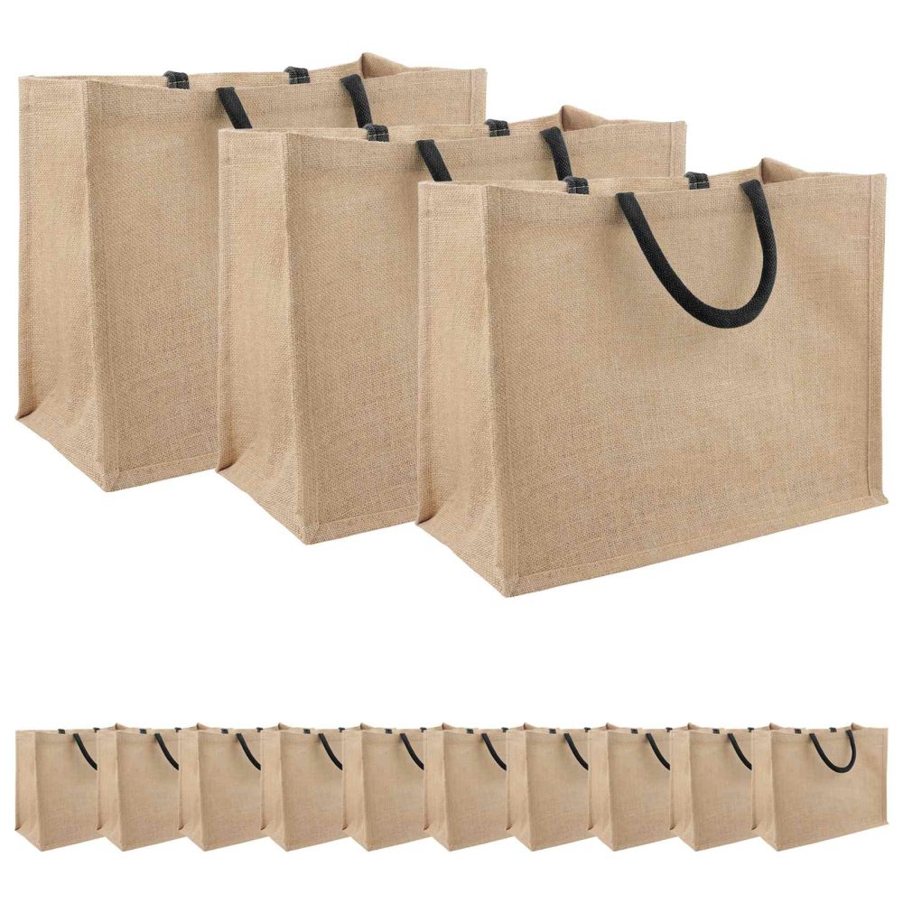 vidaXL Sacs en jute 50 Naturel et noir 42 x 33 x 19 cm