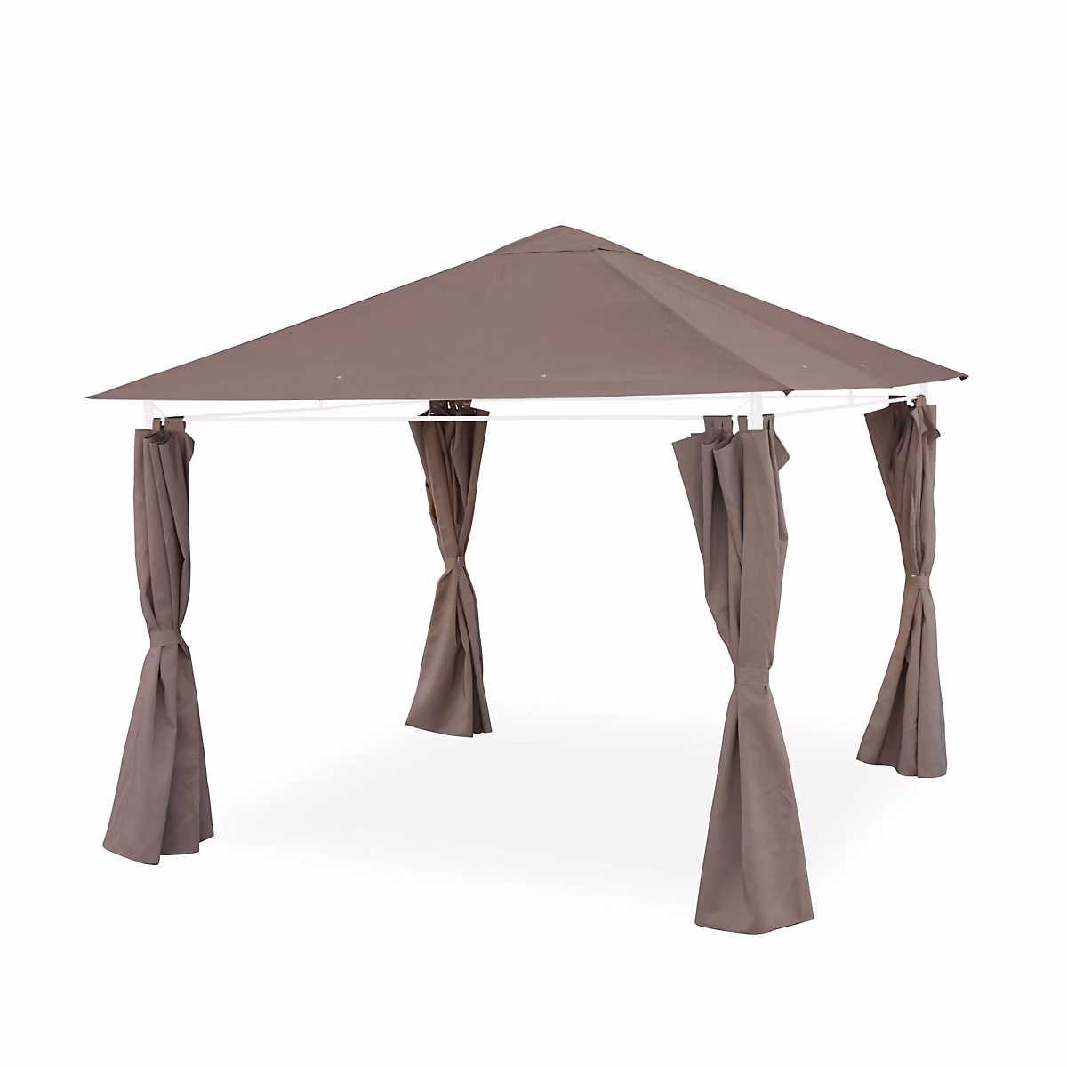 Ensemble complet toile de toit et rideaux taupe pour tonnelle 3 × 3 m Elusa – toile de rechange pergola. toile de remplacement