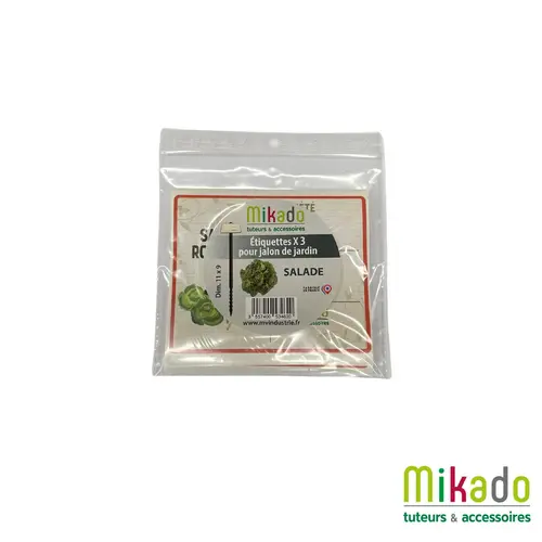 Jardin fonctionnel：Lot de 3 étiquettes "salade roquette" coloris blanc en plastique - 12 x 1 x 14 cm