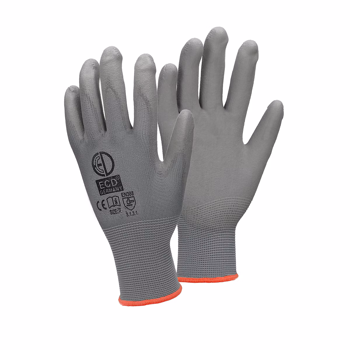 24 Paires de Gants de Travail en PU – Taille 7-S, Couleur Gris, Élastique, Protection Usages Multiples