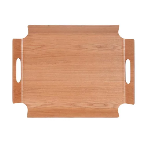 Une sélection pensée pour le jardin：Plateau "no angle" coloris marron en bois de bambou - 44 x 33 cm
