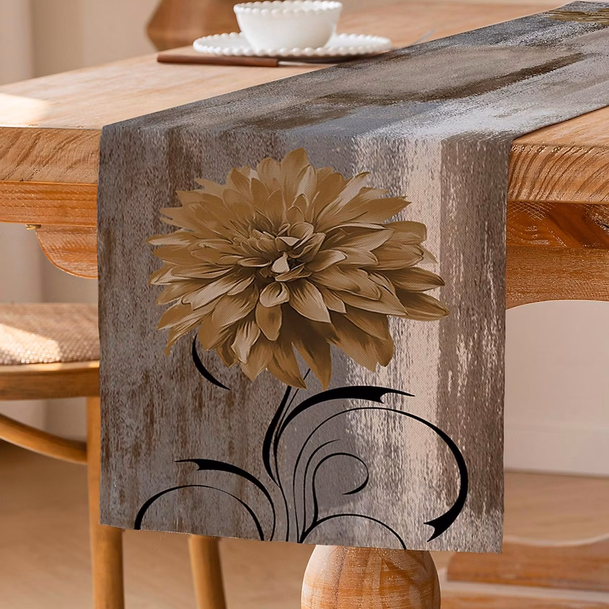 Chemin de table en lin épais 40 × 140 cm gris