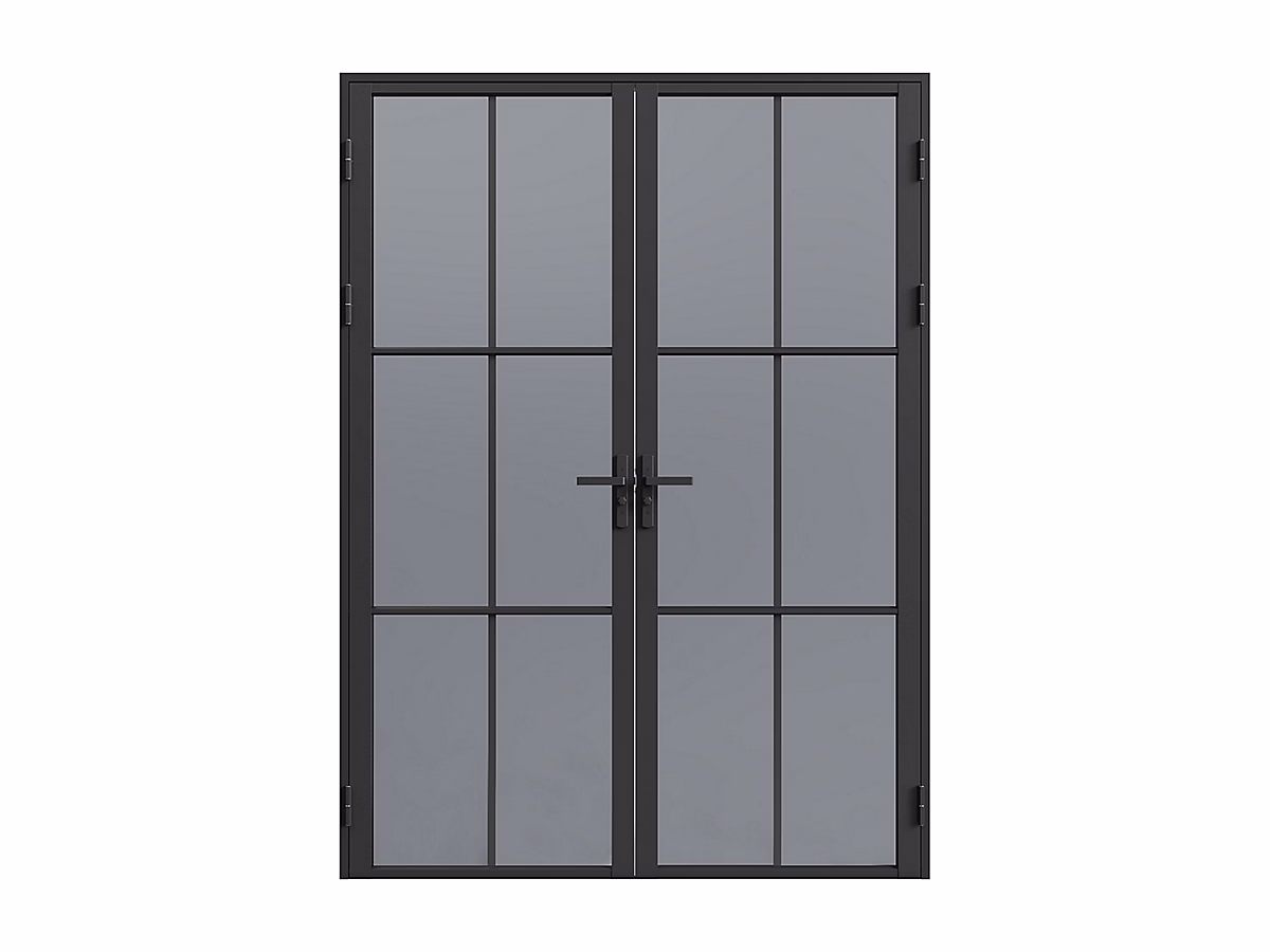 Bloc porte réversible à deux battants en aluminium et verre trempé fumé – 2 x H204 x L73 cm, Noir, SEROTO