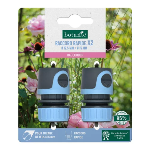 Jardin & extérieur:Lot de 2 raccords rapides botanic® pour tuyaux Ø 12,5 / 15 mm