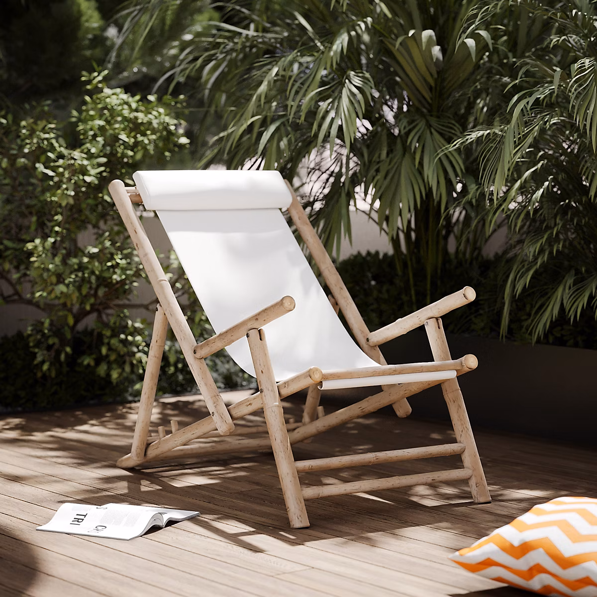 Chilienne en bambou et toile blanche – Vadella