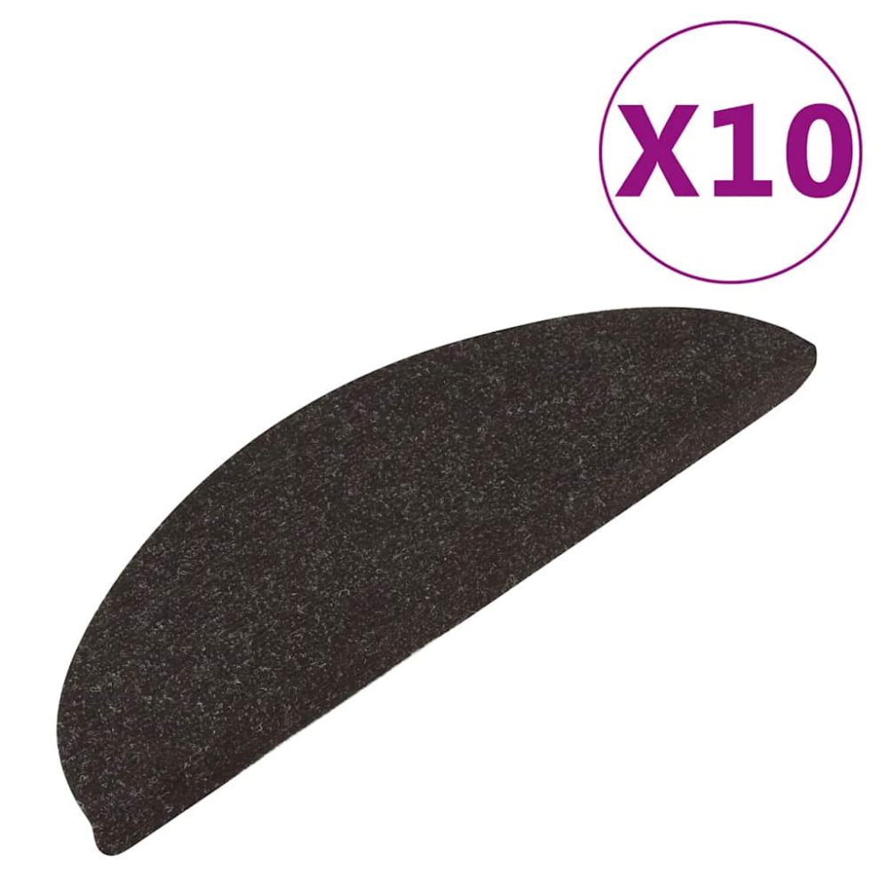 vidaXL Tapis d'escalier auto-adhésifs 10 pcs noir 56x17x3 cm
